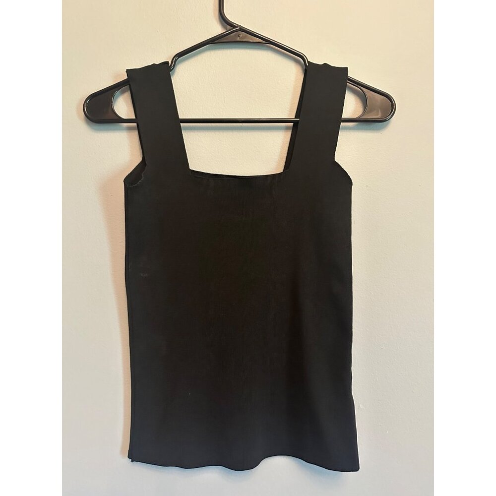 Black Plain Tricot Tank Top